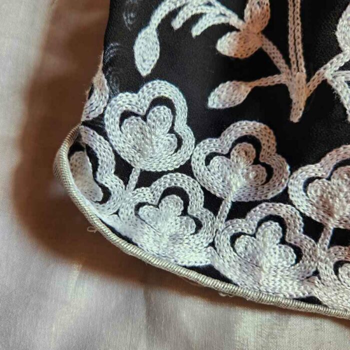 Black White Georgette All over Aari Embroidered Saree - Image 2