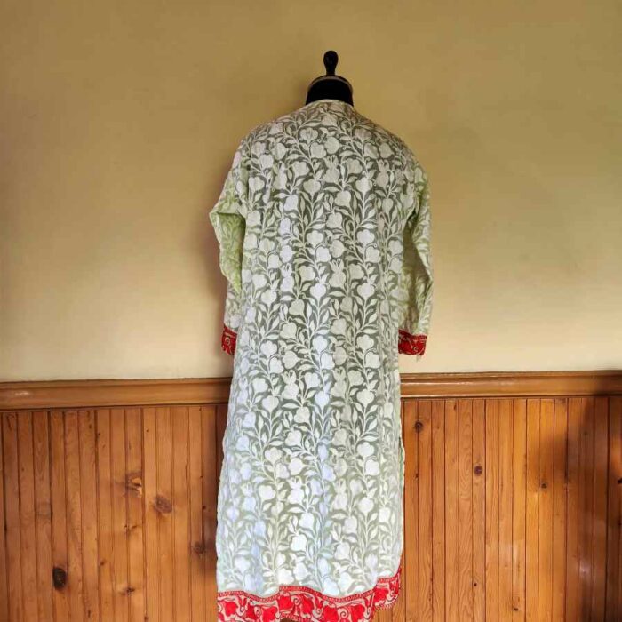 Sea Green Red Georgette Kurta With All Over Aari - Image 4