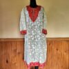 Sea Green Red Georgette Kurta With All Over Aari