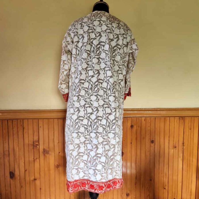 Light Nude Brown Georgette All Over Aari Kurta - Image 5