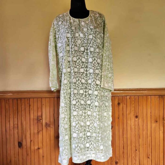 Pastel Green Georgette All Over Aari Kurta