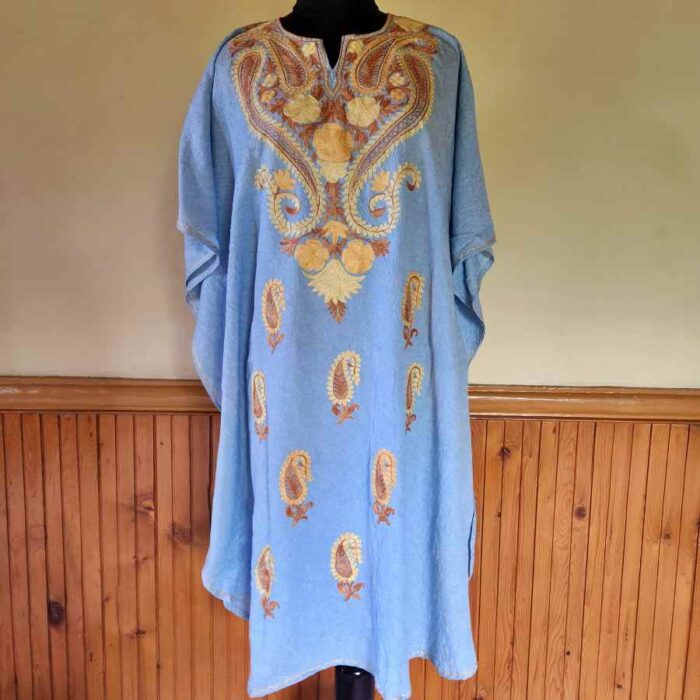Poweder Blue Badam Crush Cotton Aari Work Kaftan L44 - Image 2