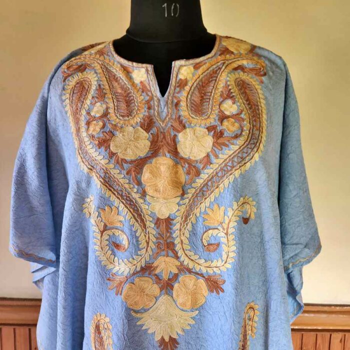 Poweder Blue Badam Crush Cotton Aari Work Kaftan L44 - Image 3