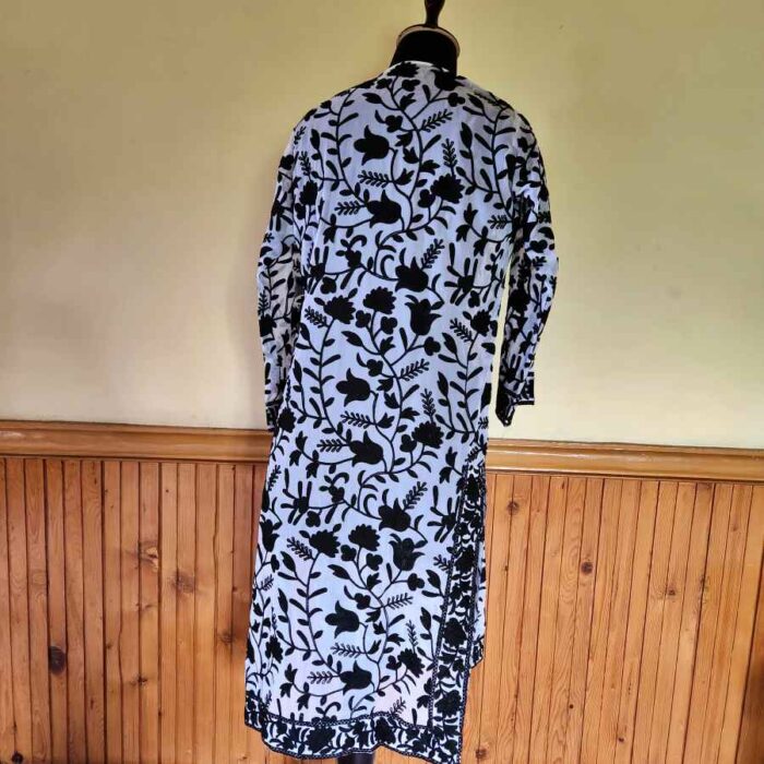 Luxe Black White Georgette All Over Aari Kurta - Image 2