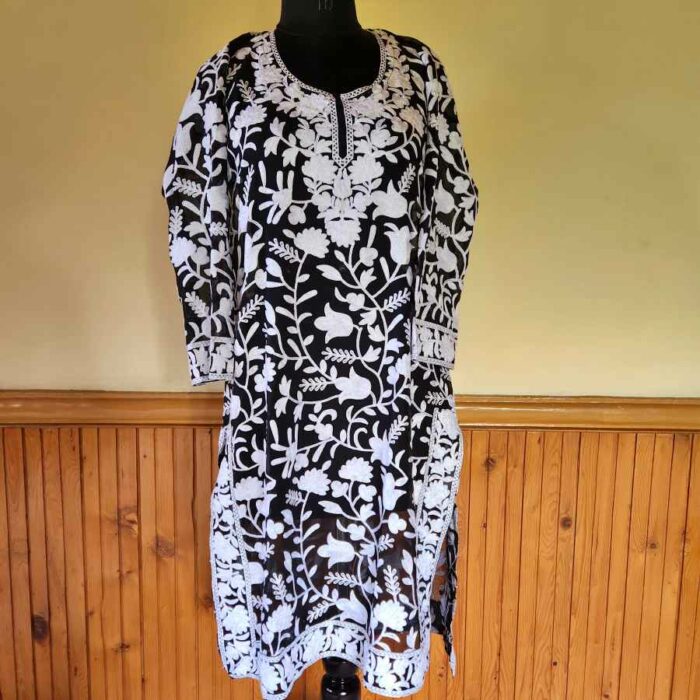 Black Georgette All Over Aari Kurta - Image 3