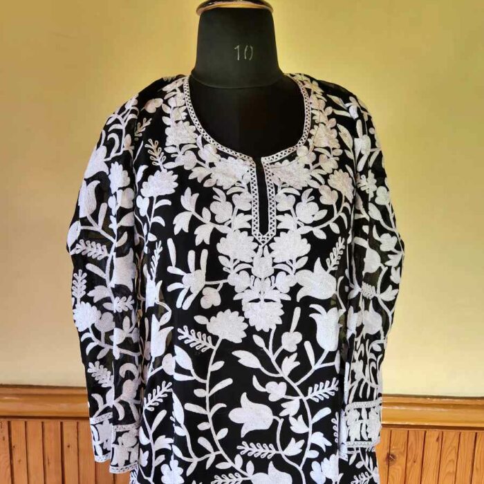 Black Georgette All Over Aari Kurta