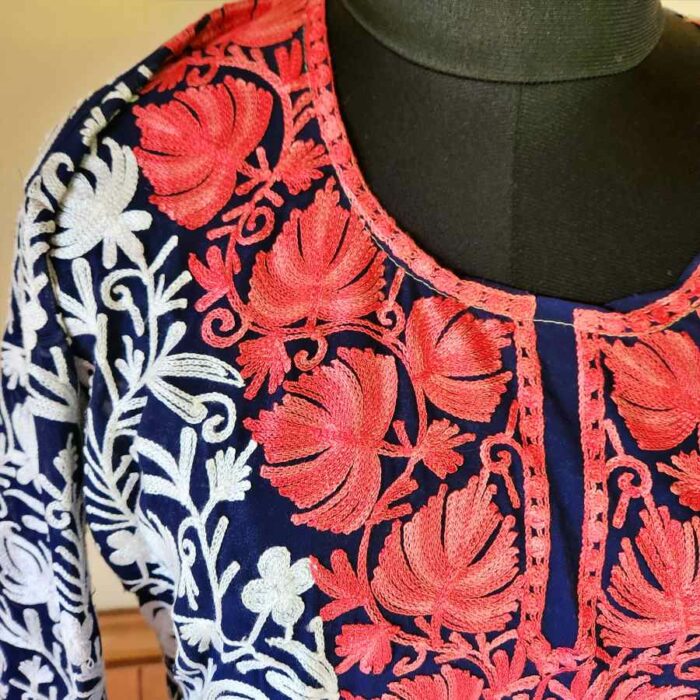 Blue Georgette All Over Aari Kurta - Image 3