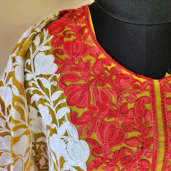 Yellow Georgette Kurta With All Over Aari - Image 4