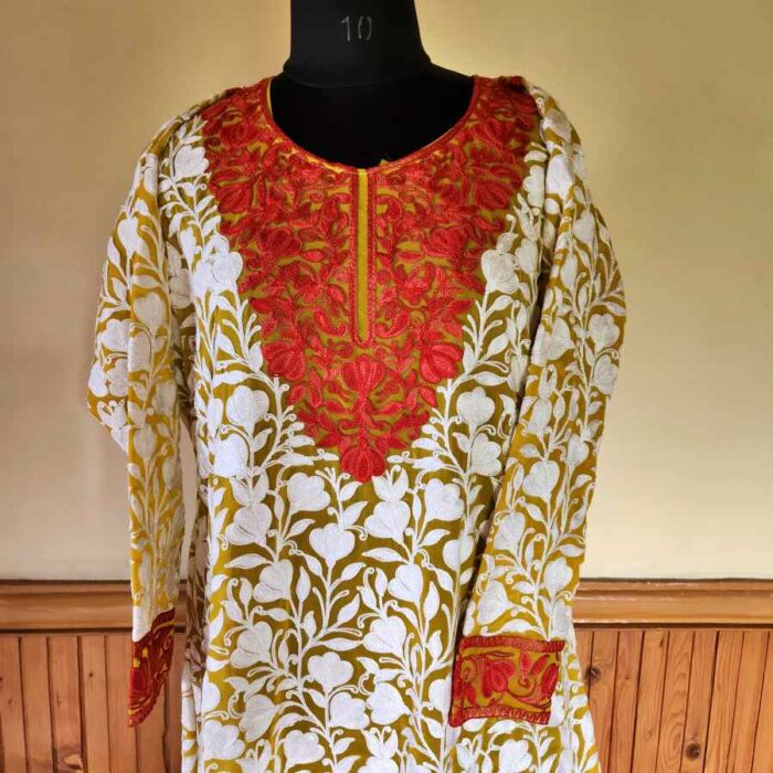 Yellow Georgette Kurta With All Over Aari