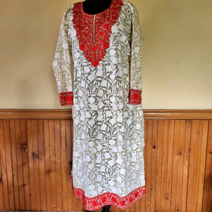 Dark Nude Brown Georgette All Over Aari Kurta - Image 3