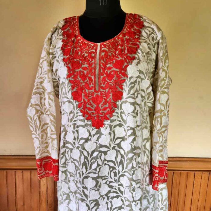 Dark Nude Brown Georgette All Over Aari Kurta
