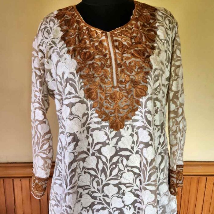 Light Brown Georgette All Over Aari Kurta