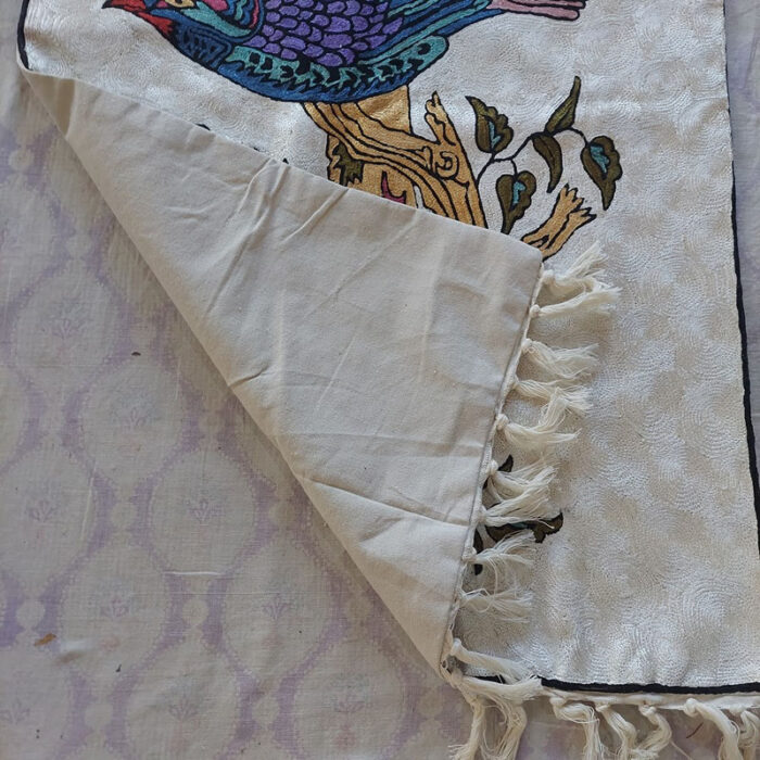 Birds on Tree 3x2 Kashmiri Chainstitch Wall Hanging - Image 4