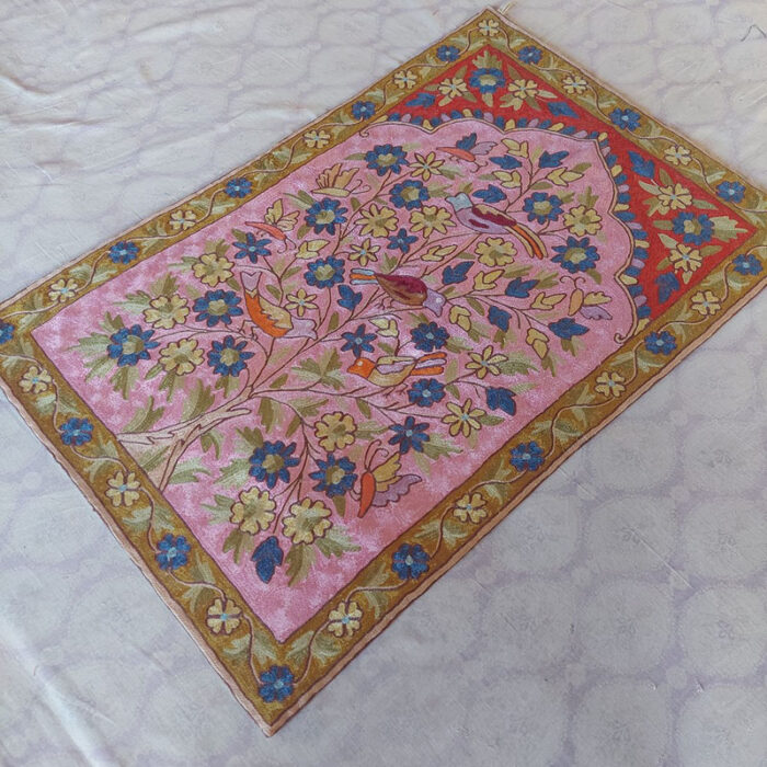 Tree of Life Wall Hanging - Kashmiri Silk Chainstitch Tapestry - Handmade Home Decor - Unique Wall Art - Ethically Sourced - Image 3