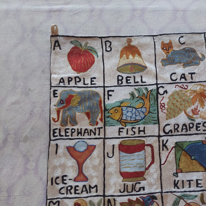 Unique and Magical Kashmiri Alphabets Chainstitch Wall Hanging - Image 2