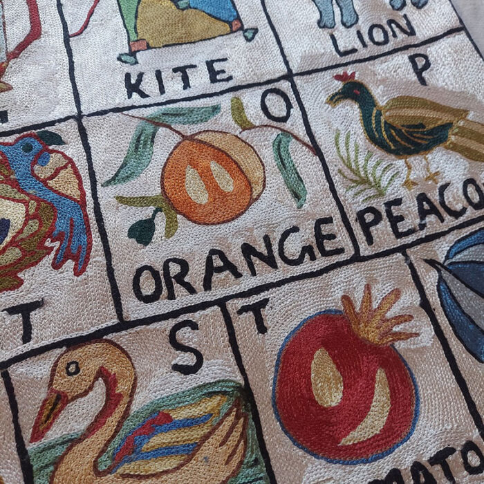 Unique and Magical Kashmiri Alphabets Chainstitch Wall Hanging - Image 3