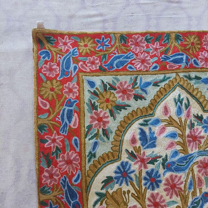 Tree of Life Wall Hanging - Kashmiri Silk Chainstitch Tapestry - 4x2.5 - Image 3