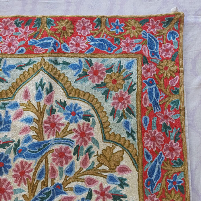 Tree of Life Wall Hanging - Kashmiri Silk Chainstitch Tapestry - 4x2.5 - Image 4