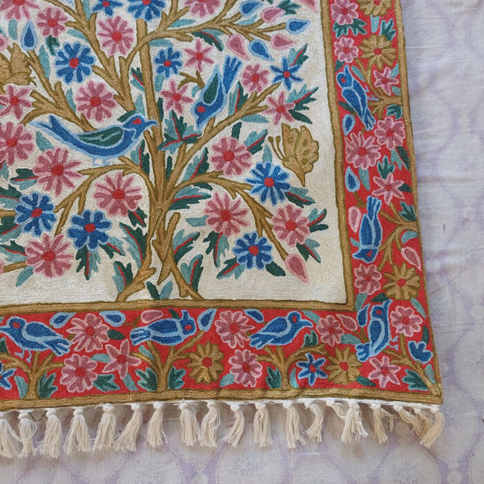 Tree of Life Wall Hanging - Kashmiri Silk Chainstitch Tapestry - 4x2.5 - Image 5