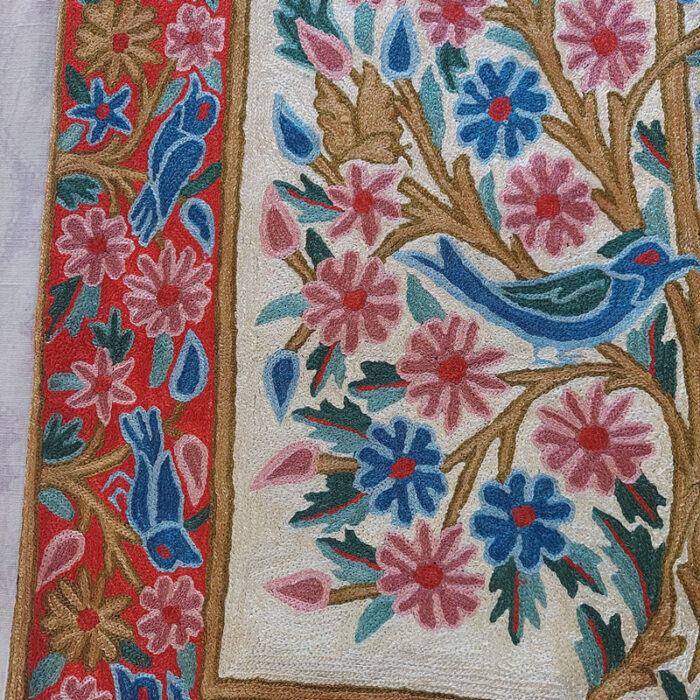 Tree of Life Wall Hanging - Kashmiri Silk Chainstitch Tapestry - 4x2.5 - Image 2