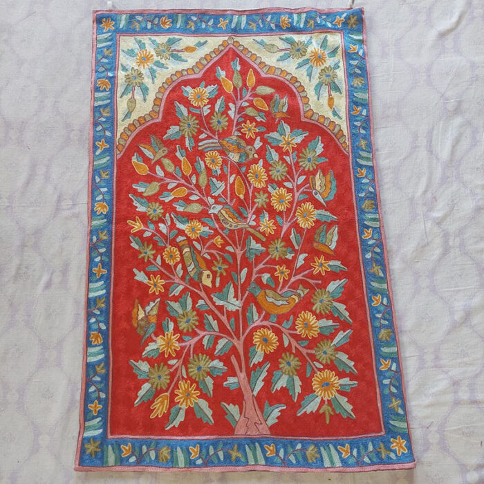 Handcrafted Kashmiri Silk Chainstitch 3x2 Wall Art - Tree of Life