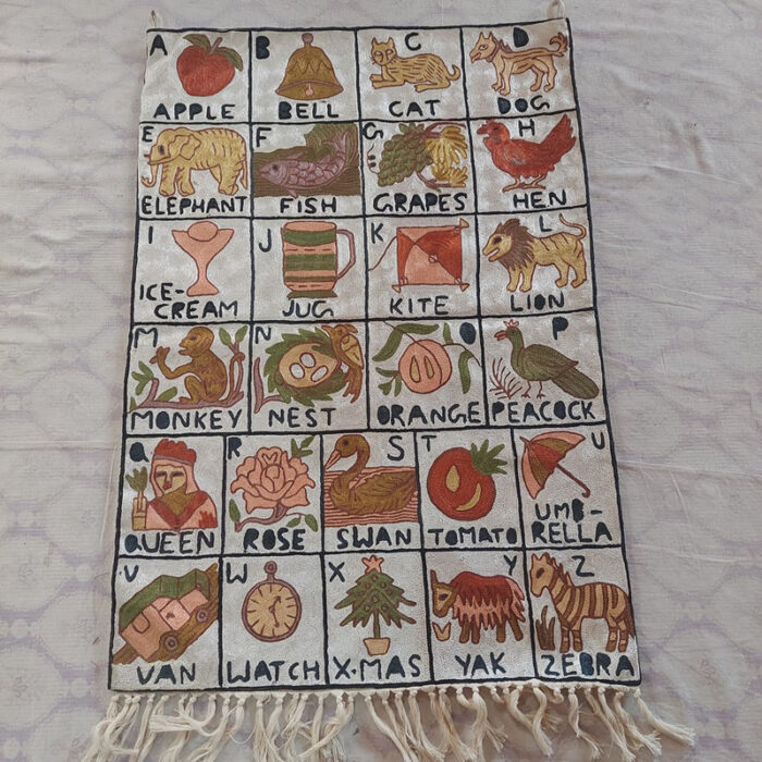 Unique Kashmiri Chainstitch Alphabet Wall Hanging - Handmade Decor