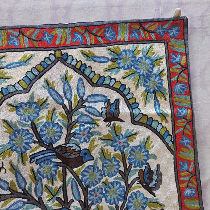 Handmade Silk Kashmiri Wall Hanging with Tree of Life Motif 3x2 ft - Image 2