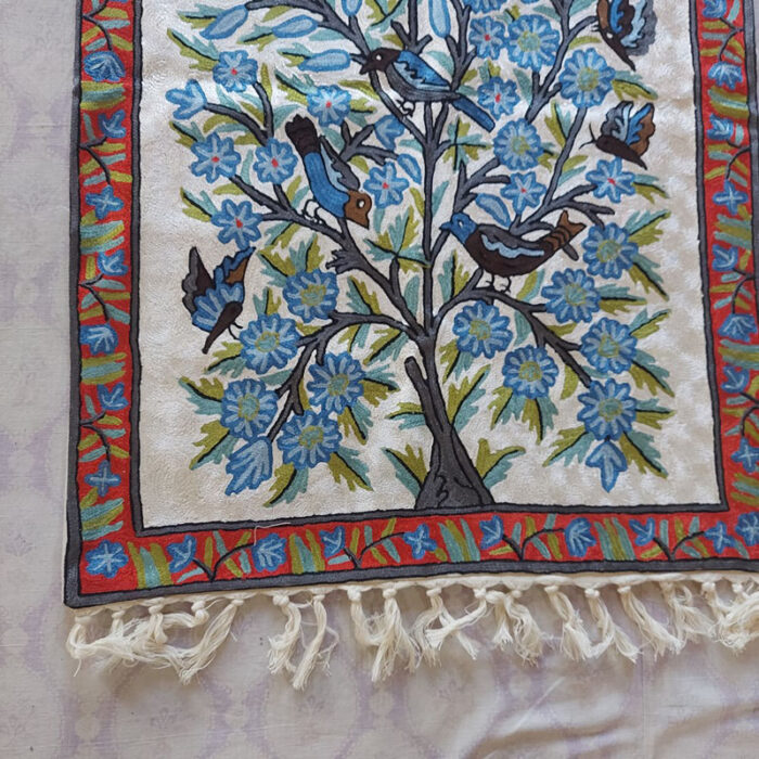 Handmade Silk Kashmiri Wall Hanging with Tree of Life Motif 3x2 ft - Image 3