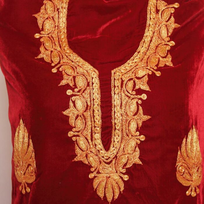 Maroon Velvet Shirt Fabric with Tila Work - Image 3