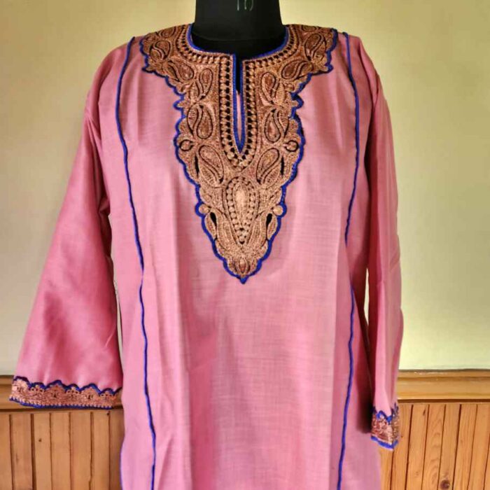 Pink Antique Ruby Cotton Tilla Kurta with Pant