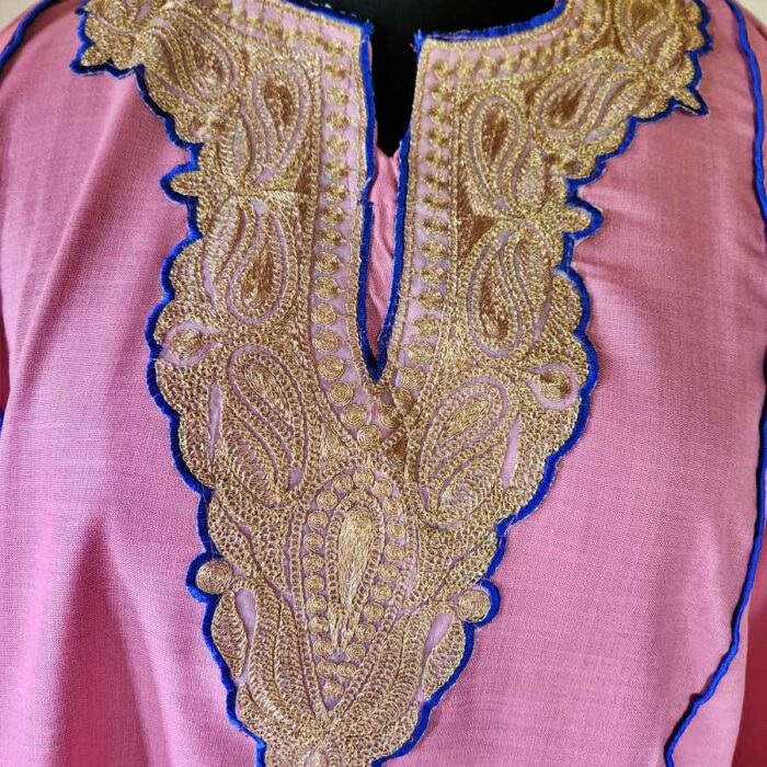 Pink Golden Ruby Cotton Tilla Kurta with Pant - Image 4