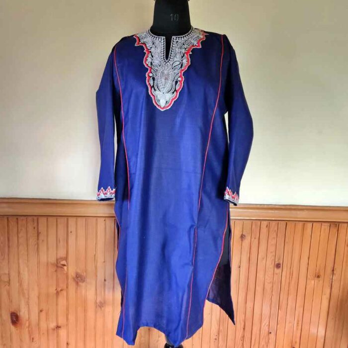 Blue Ruby Cotton Tilla Kurta with Pant - Image 4