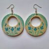 Golden Circle Sea Green Chinar Paper Mache Earrings