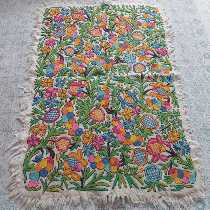 Shahi Bagh Namda Rug 6×4Ft Pure Wool Handmade Double Work Aari Embroidered