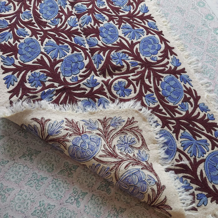 Luxury 6×4Ft Pure Wool Double Work Handmade Aari Embroidered Namda Rug - Image 4
