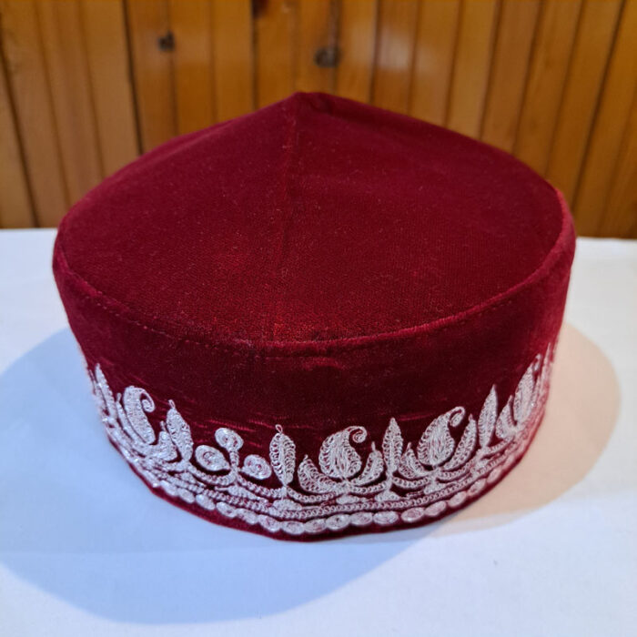 Maroon Tilla Velvet Cap