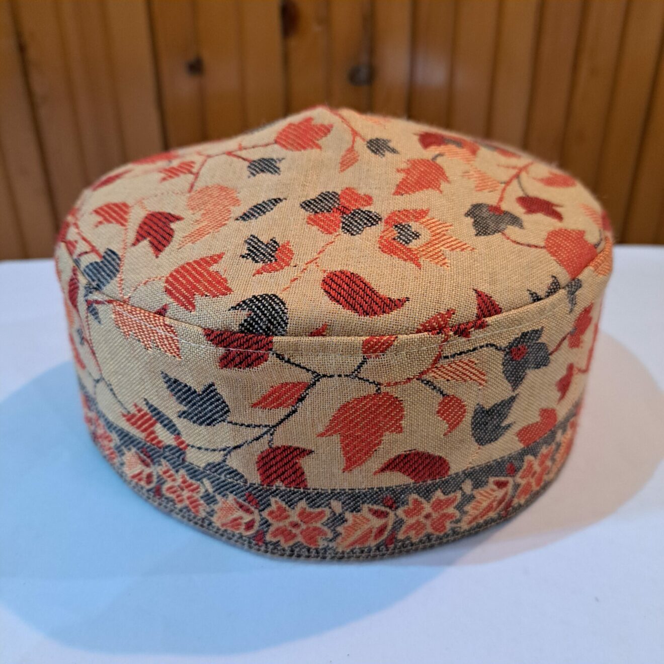 Peach Poshbagh Kani Cap With Border