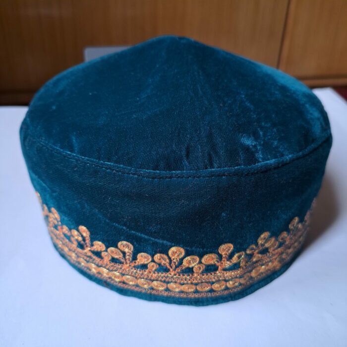 Sea Green Velvet Golden Tilla Cap