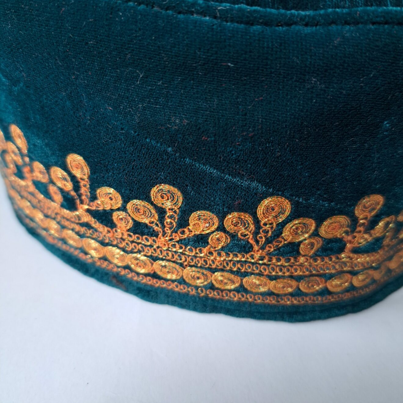 Sea Green Velvet Golden Tilla Cap - Image 2