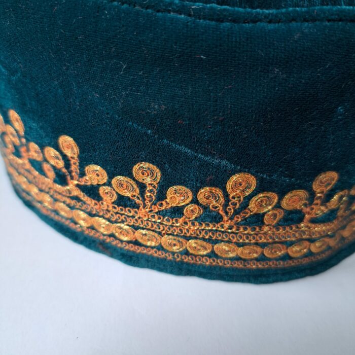 Sea Green Velvet Golden Tilla Cap - Image 2