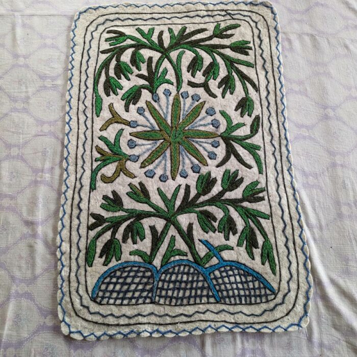 Sabz Rectangle Rug, 3Ft×2Ft Handmade Namda Rug