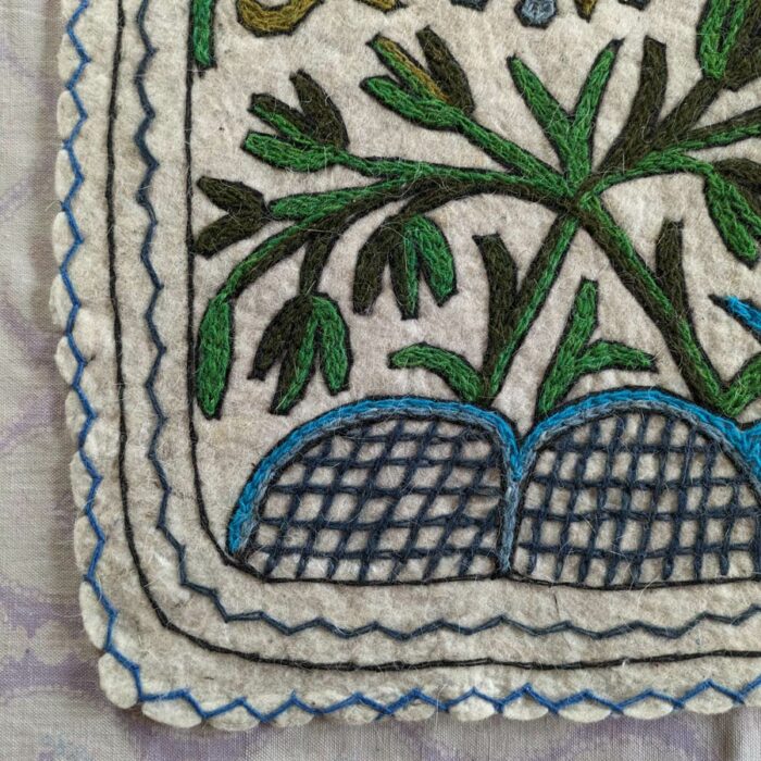 Sabz Rectangle Rug, 3Ft×2Ft Handmade Namda Rug - Image 3