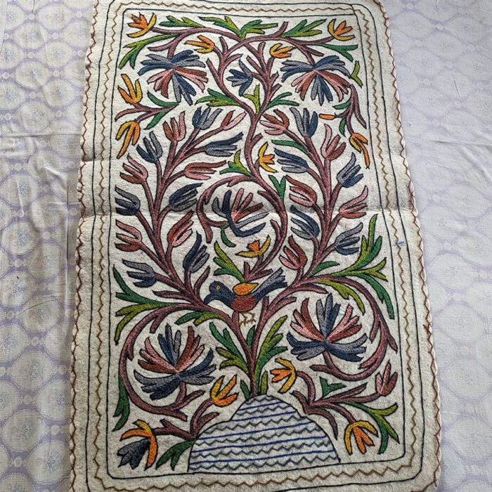 5x3 Tree of Life Handmade Aari Embroidered Wool Namda