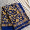 Blue Yellow Chinari Georgette Embroidered Saree
