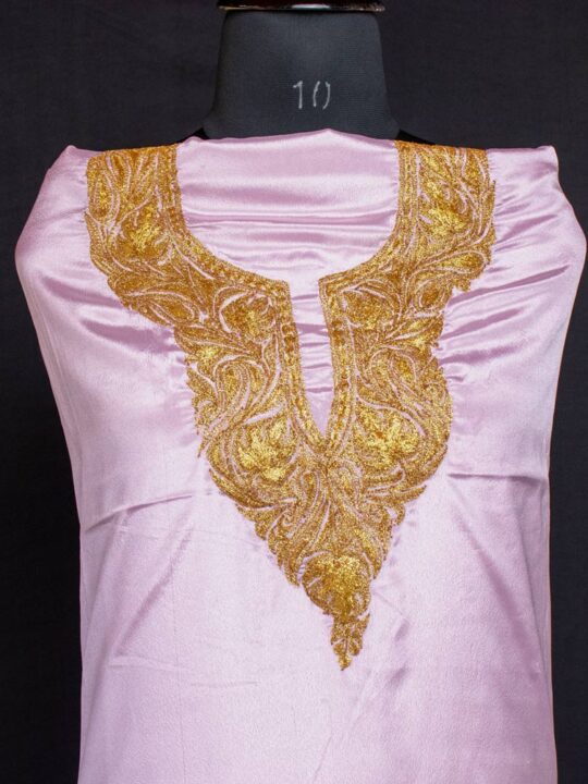 Lavender Satin 2pc Suit with Tilla Embroidery