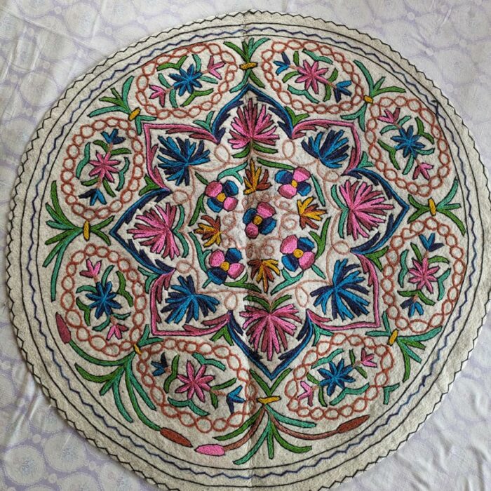 4ft Chinari Handmade Aari Embroidered Wool Namda