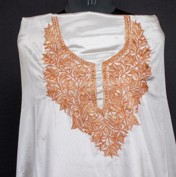 Silver Grey Satin 2pc Suit with Tilla Embroidery