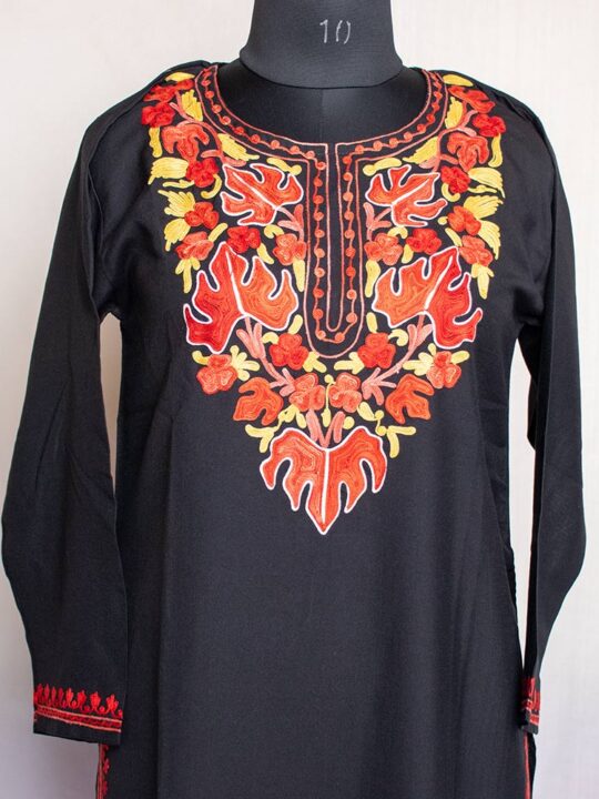 Black Chinar Summer cool Kashmiri Aari Kurta