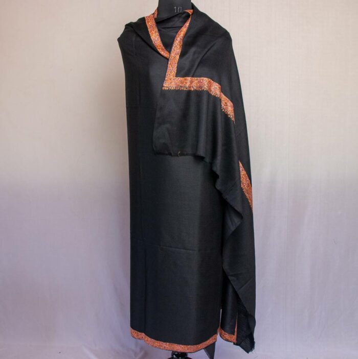 Black Gents Shawl With Sozni Handwork