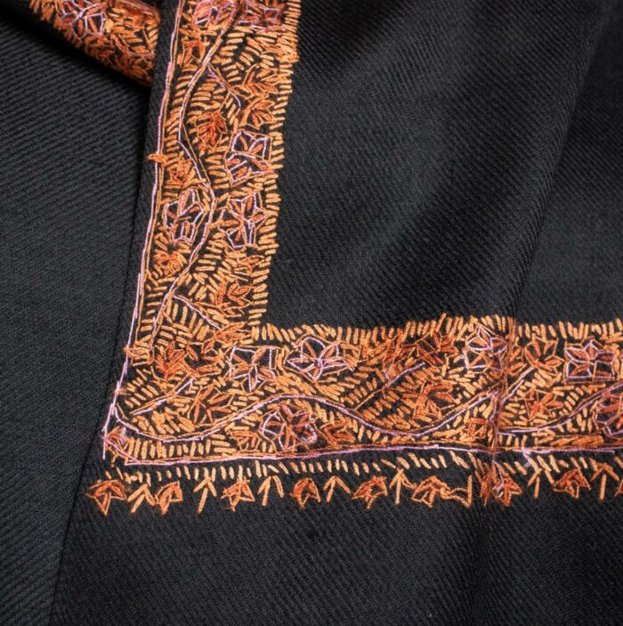 Black Gents Shawl With Sozni Handwork - Image 3